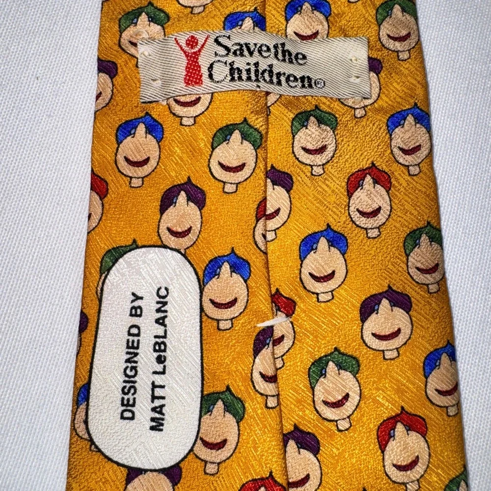 Save the‎ Children Matt LeBlanc Yellow Silk Face Novelty Print Mens Tie USA Made
